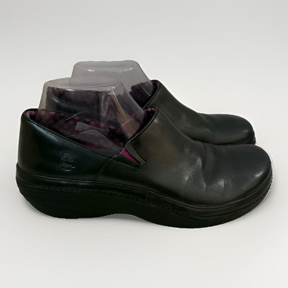 Timberland Pro Slip-On Slip Resistant Metallic Black Work Clogs Shoes Women’s 9M